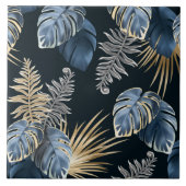 Seamless Pattern Dark Leaves Tropic Plants Fliese (Vorderseite)