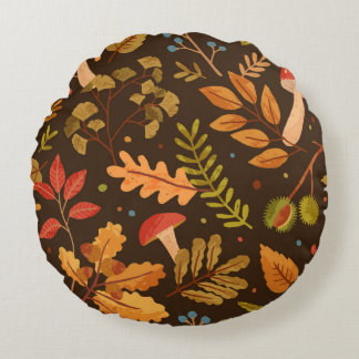 Seamless pattern decorated with autumn leaves, for rundes kissen