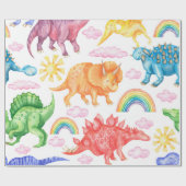 Seamless pattern depicting colored dinosaurs, rain geschenkpapier (Flach)
