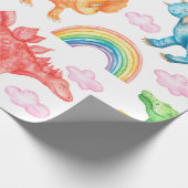Seamless pattern depicting colored dinosaurs, rain geschenkpapier (Ecke)