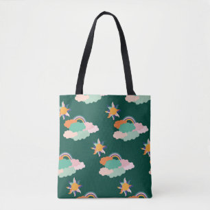Seamless pattern design with colorful clouds and r tasche
