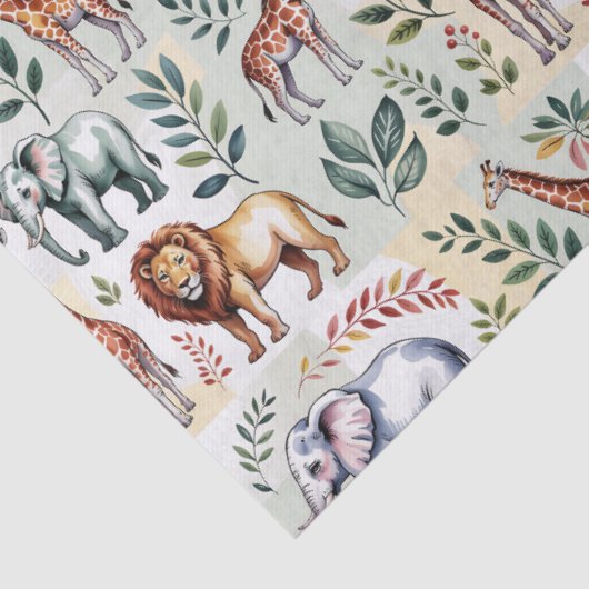 Seamless pattern featuring elephants lions seidenpapier (Detail)