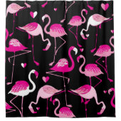 Seamless pattern from pink flamingos on a dark bac duschvorhang (Vorderseite)