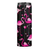 Seamless pattern from pink flamingos on a dark bac thermosbecher (Rückseite)