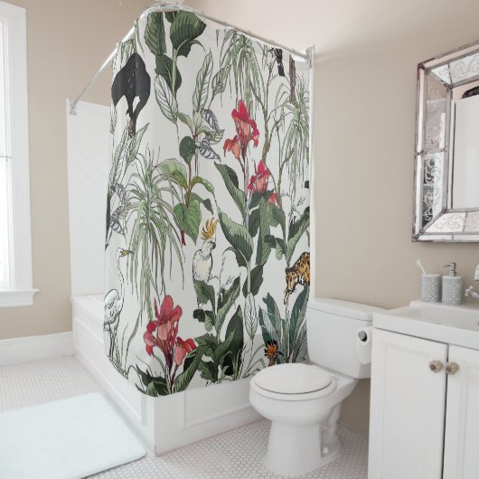 Seamless Pattern Hand Drawn Botanical Illustration Duschvorhang (Beispiel)