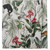 Seamless Pattern Hand Drawn Botanical Illustration Duschvorhang (Vorderseite)