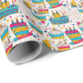 Seamless Pattern Happy Birthday Party Geschenkpapier (Rolleneckpunkt)