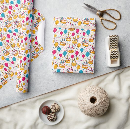 Seamless Pattern Happy Birthday Party Geschenkpapier (Kunsthandwerk)