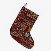 Seamless pattern in patchwork style. Embroidered E Kleiner Weihnachtsstrumpf (Vorderansicht (hängend))