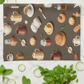 Seamless pattern of breakfast and tea sets geschirrtuch (Gefaltet)