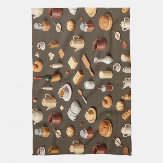 Seamless pattern of breakfast and tea sets geschirrtuch (Vertikal)