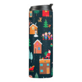 Seamless pattern of happy Christmastime in a villa Thermosbecher (Nach links gedreht)