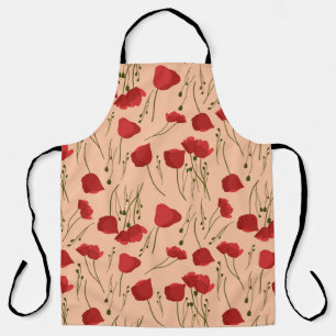 Seamless pattern of poppy on a beige backgroundabs schürze