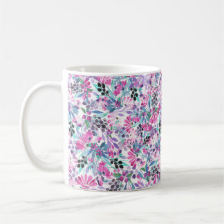 Seamless pattern of purple flowers and berries,blu kaffeetasse