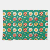 Seamless pattern on green pizza pasta and tomato geschirrtuch (Horizontal)