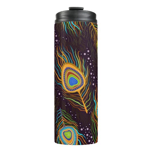 Seamless pattern "Peacock feathers" Thermosbecher (Vorderseite)