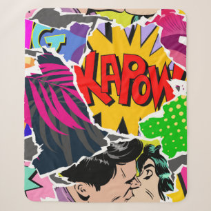 Seamless pattern pop art comics style. Collage of Sherpadecke