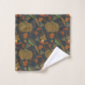 Seamless pattern Pumpkin & carrot dark background Badhandtuch Set (Waschlappen)