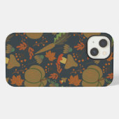 Seamless pattern Pumpkin & carrot dark background iPhone Hülle (Rückseite (Horizontal))