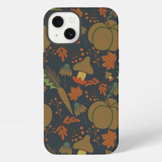Seamless pattern Pumpkin & carrot dark background iPhone Hülle (Rückseite)
