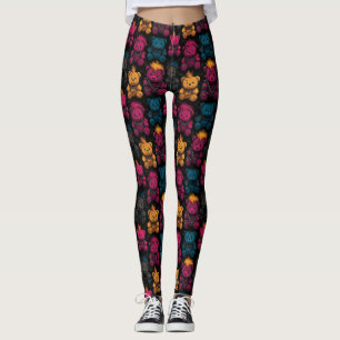 Seamless Pattern Rebellis Punk Rock Teddies Leggings