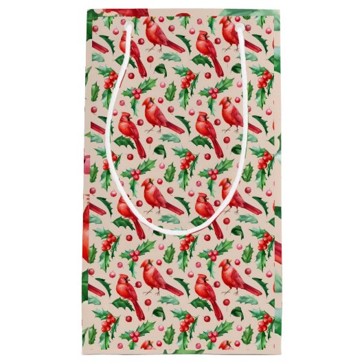 Seamless pattern red cardinal birds  kleine geschenktüte (Vorderseite)