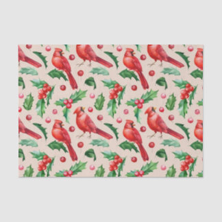 Seamless pattern red cardinal birds seidenpapier