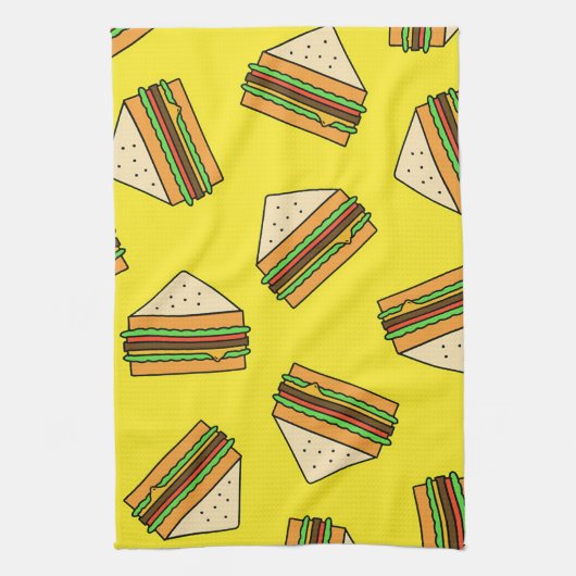 Seamless Pattern Sandwich Puns | Sandwic Geschirrtuch (Vertikal)