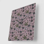 Seamless pattern Tropical animals monkey jumping Quadratische Wanduhr (Winkel)