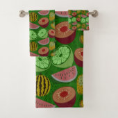 Seamless pattern tropical fruit & green background badhandtuch set (Insitu)