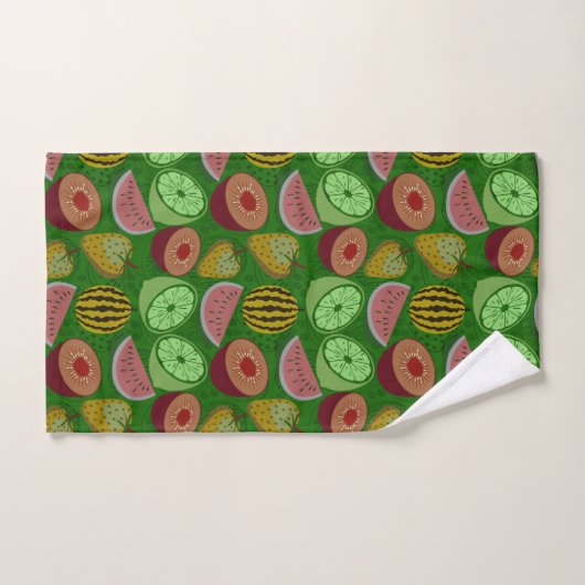 Seamless pattern tropical fruit & green background badhandtuch set (Handtuch)
