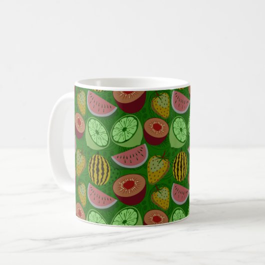 Seamless pattern tropical fruit & green background kaffeetasse (Vorderseite Links)