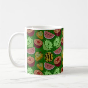 Seamless pattern tropical fruit & green background kaffeetasse