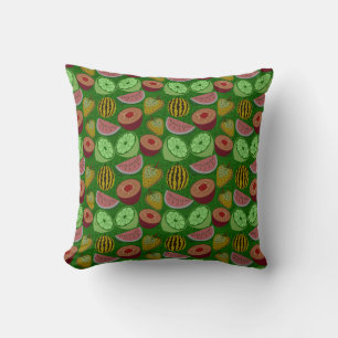 Seamless pattern tropical fruit & green background kissen