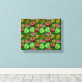 Seamless pattern tropical fruit & green background leinwanddruck (Insitu (Holzboden))