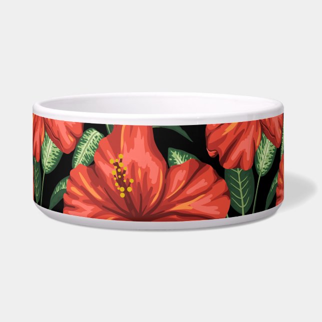 Seamless pattern Tropical red flowers green leaves Napf (Vorderseite)