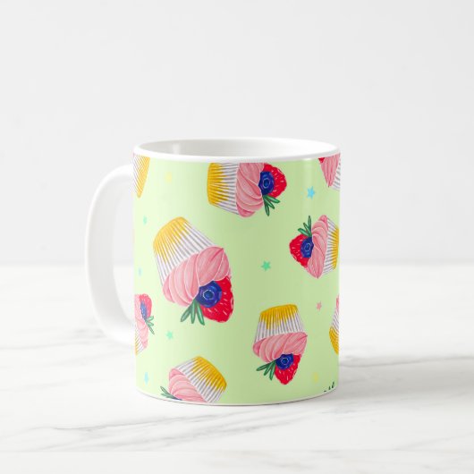 Seamless pattern with a cupcake with strawberries  kaffeetasse (Vorderseite Links)