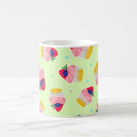 Seamless pattern with a cupcake with strawberries  kaffeetasse (Mittel)