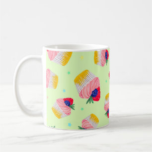 Seamless pattern with a cupcake with strawberries  kaffeetasse