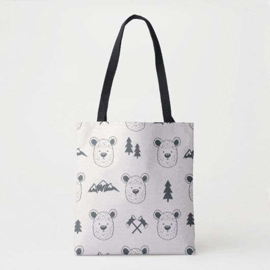 Seamless pattern with bear headspattern, bear, mou tasche (Vorderseite)