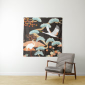 Seamless pattern with birds. Crane. Heron. Japanes Wandteppich (Beispiel)