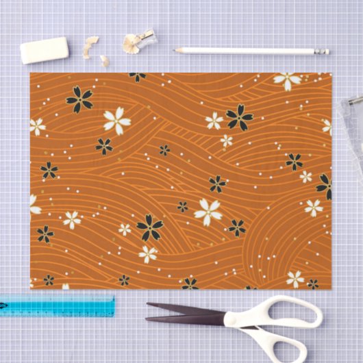 Seamless pattern with black and white flowers seidenpapier (Handwerk)