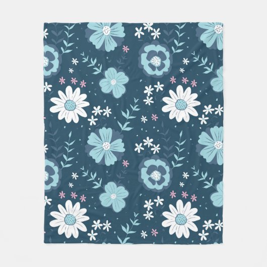 Seamless pattern with blue summer flowers on dark fleecedecke (Vorderseite)