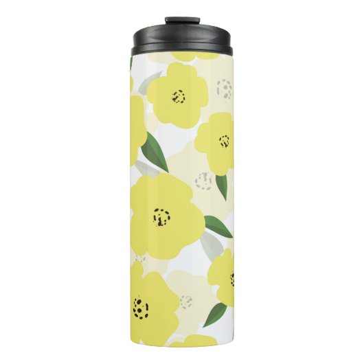 Seamless pattern with bright yellow flowers backgr thermosbecher (Vorderseite)