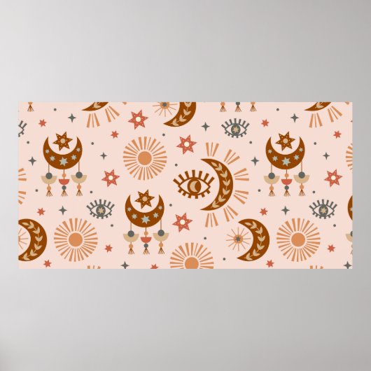 seamless pattern with celestie eye, moon, sun poster (Vorne)