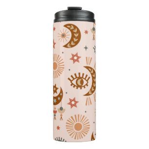 seamless pattern with celestie eye, moon, sun thermosbecher