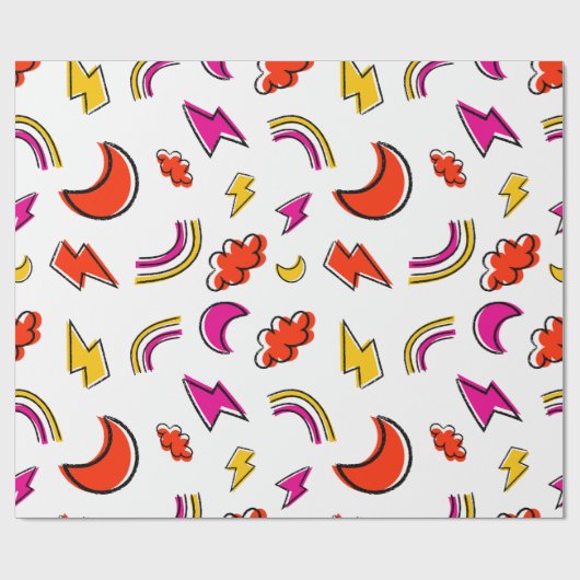 Seamless pattern with cloud lightning bolt rainbow geschenkpapier (Flach)