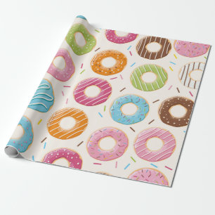 Seamless pattern with colorful tasty glossy donuts geschenkpapier