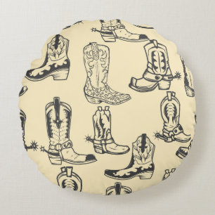 Seamless pattern with cowboy boots. cowboy,cowgirl rundes kissen