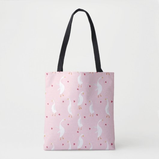 Seamless pattern with cute duck with heart on pink tasche (Vorderseite)